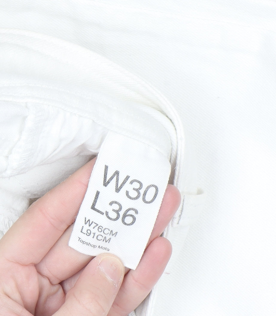 Topshop Moto White Bootcut Jeans Women W30 L36 Cotton Blend