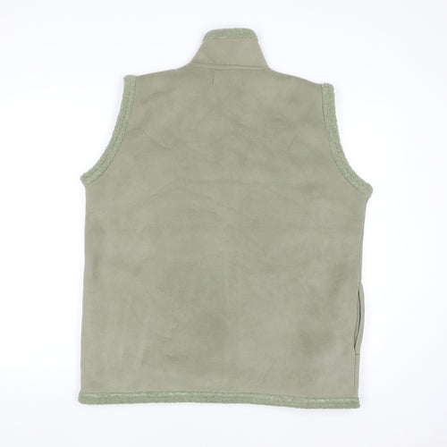 EWM Women’s Green Fleece Zip Waistcoat Size 18 Embroidered Lined