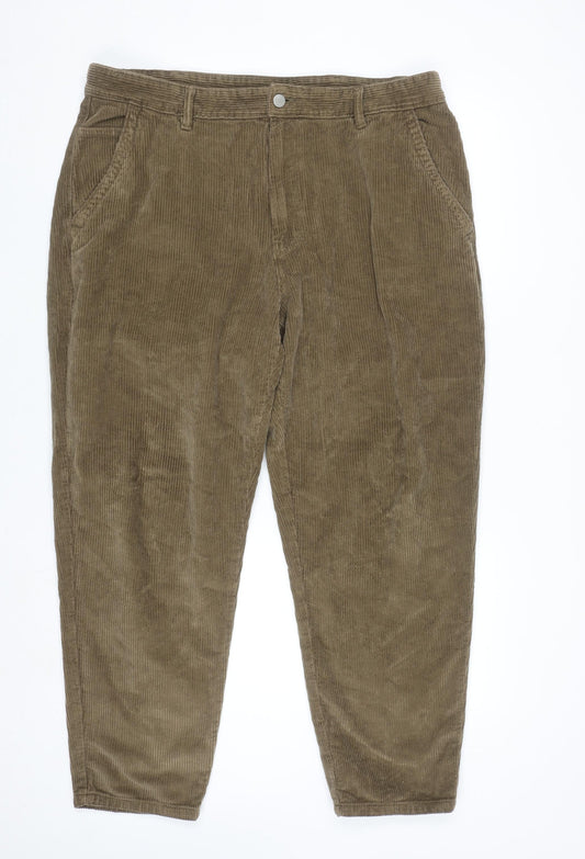 Zara Men's Brown Corduroy Chino Trousers Size L Regular Fit