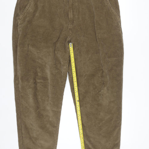 Zara Men's Brown Corduroy Chino Trousers Size L Regular Fit
