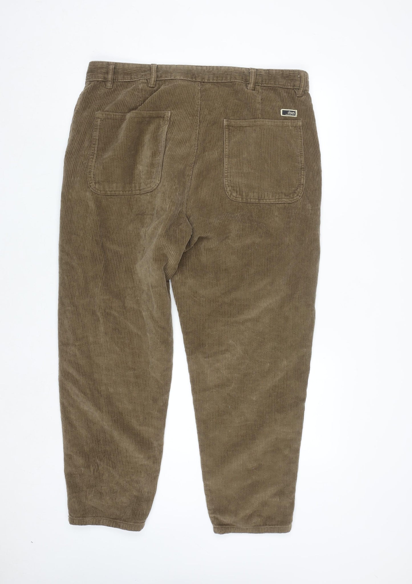 Zara Men's Brown Corduroy Chino Trousers Size L Regular Fit
