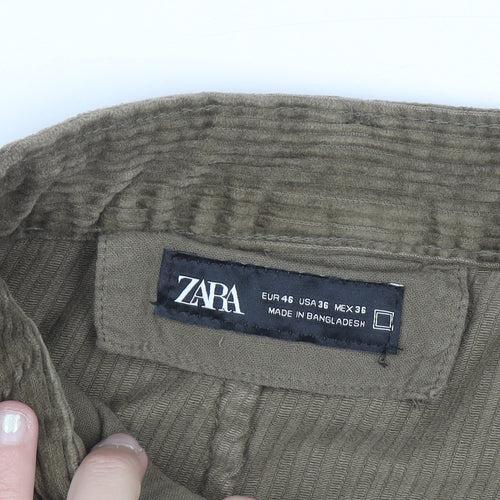 Zara Men's Brown Corduroy Chino Trousers Size L Regular Fit
