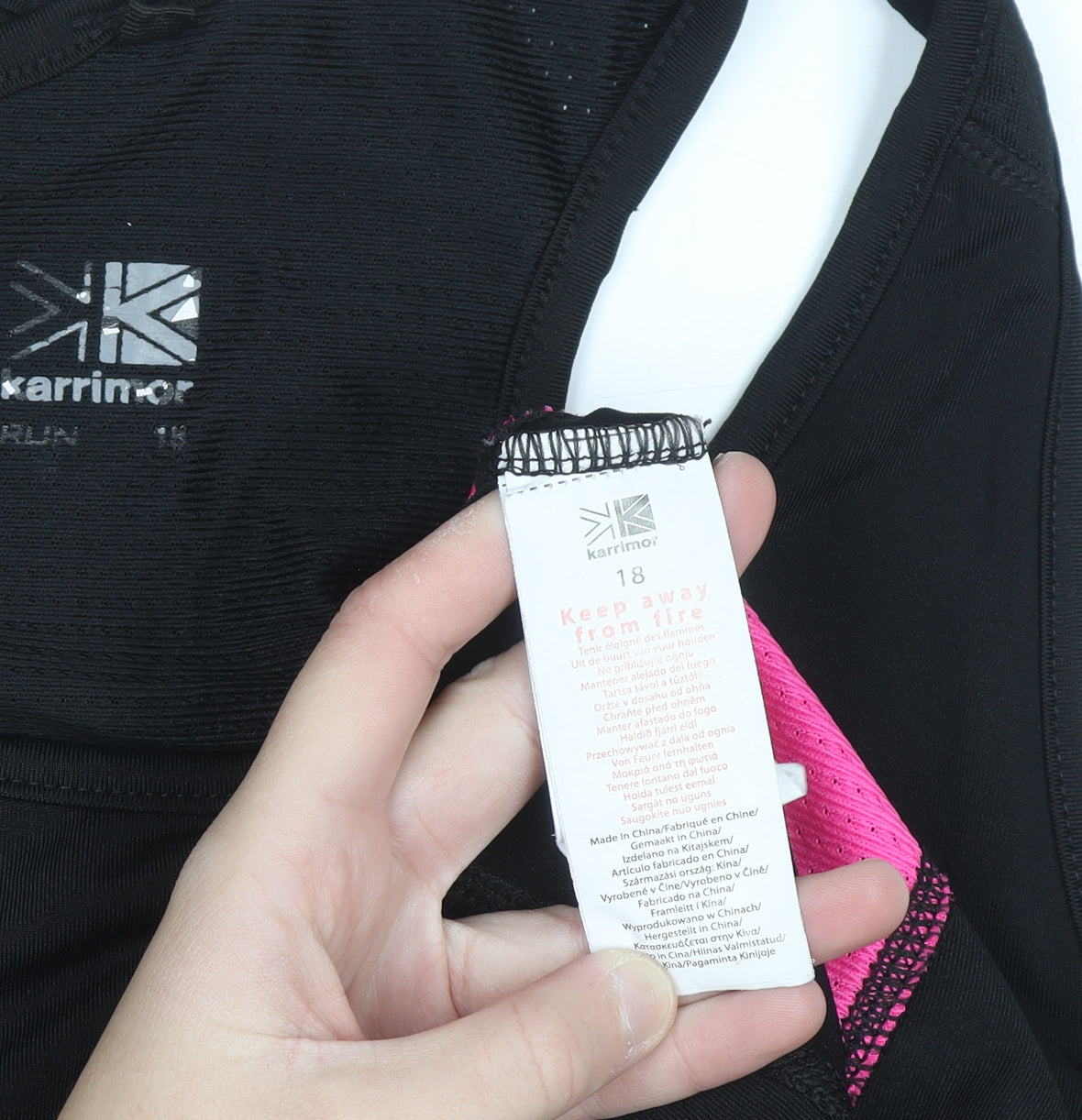 Karrimor Womens Black & Pink Racerback Tank Top Size 18