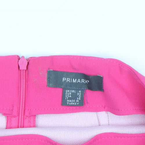 Primark Women's Pink Short Pencil Skirt Size 4 Stretch Zip