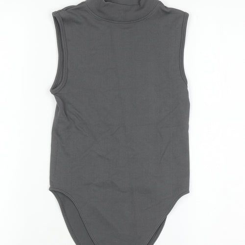 Primark Women Grey Mock Neck Sleeveless Bodysuit XS