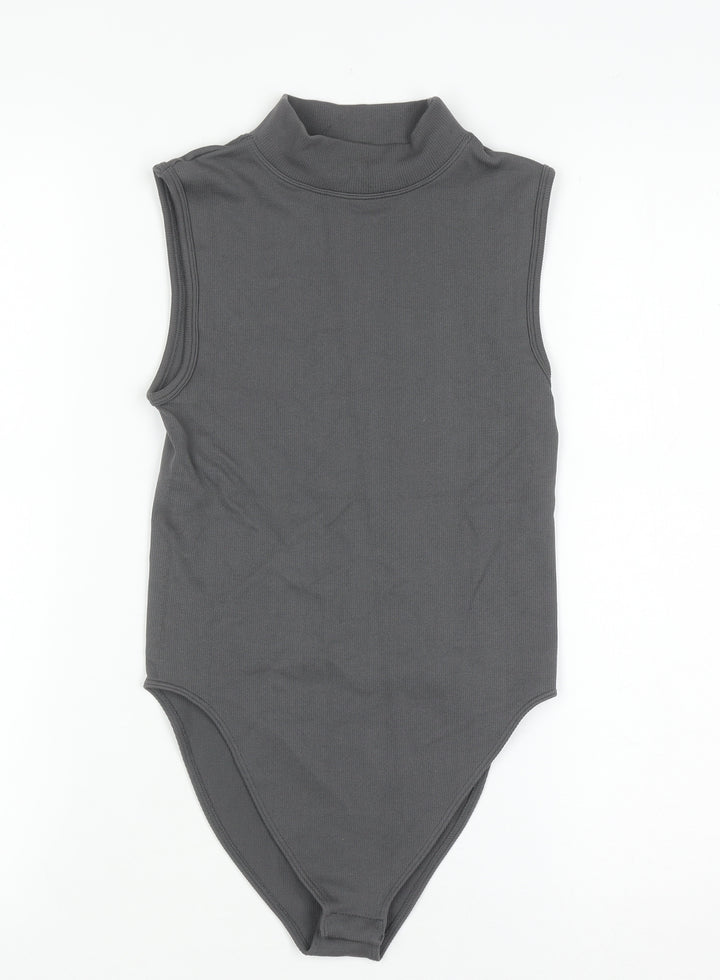 Primark Women Grey Mock Neck Sleeveless Bodysuit XS