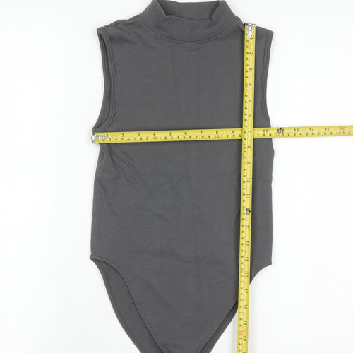 Primark Women Grey Mock Neck Sleeveless Bodysuit XS