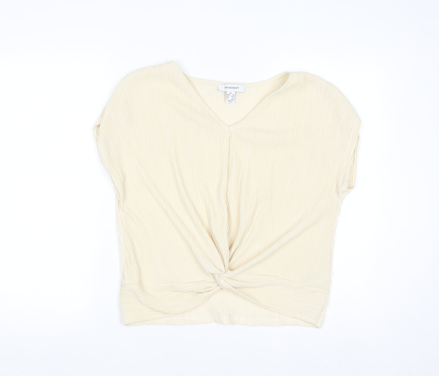 Primark Women Beige V-Neck Knot Front Tunic Blouse XS