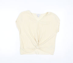 Primark Women Beige V-Neck Knot Front Tunic Blouse XS