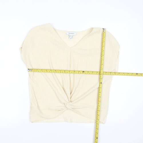Primark Women Beige V-Neck Knot Front Tunic Blouse XS