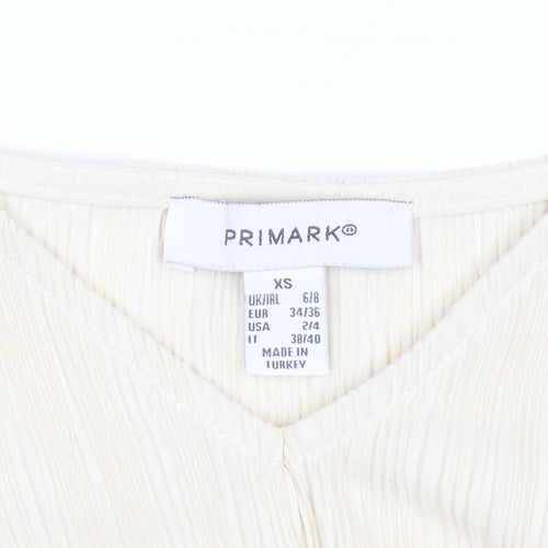 Primark Women Beige V-Neck Knot Front Tunic Blouse XS