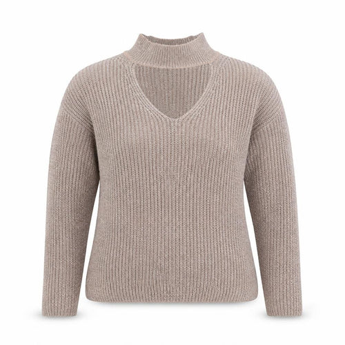 Atmosphere Women Beige Metallic V-Neck Knit Jumper Size 10