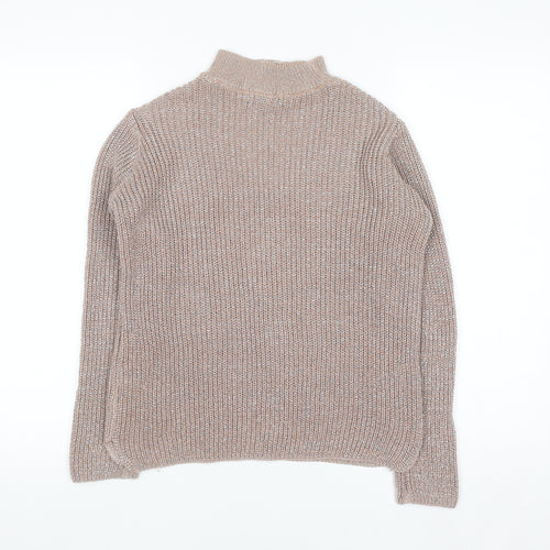 Atmosphere Women Beige Metallic V-Neck Knit Jumper Size 10