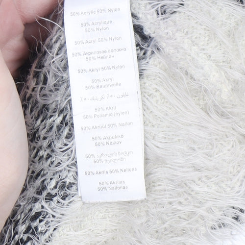 New Look Women Ivory Fair Isle Fluffy Knit Jumper Size 12