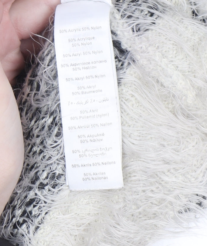 New Look Women Ivory Fair Isle Fluffy Knit Jumper Size 12