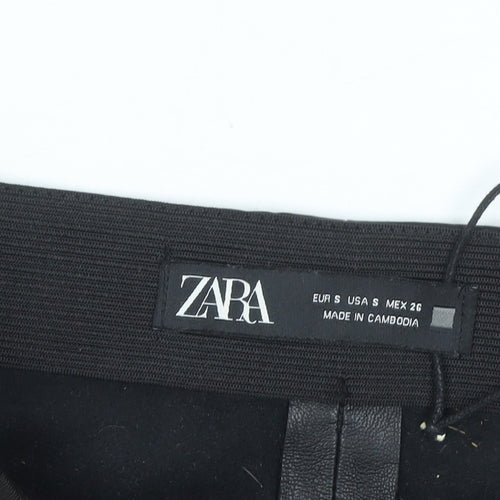 Zara Women Black Faux Leather High Rise Skinny Leggings S