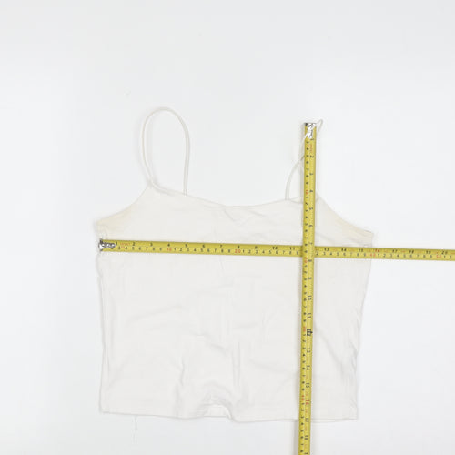 Primark Women White Camisole Tank Top S Slim Fit Cotton Elastane
