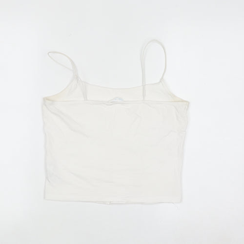 Primark Women White Camisole Tank Top S Slim Fit Cotton Elastane