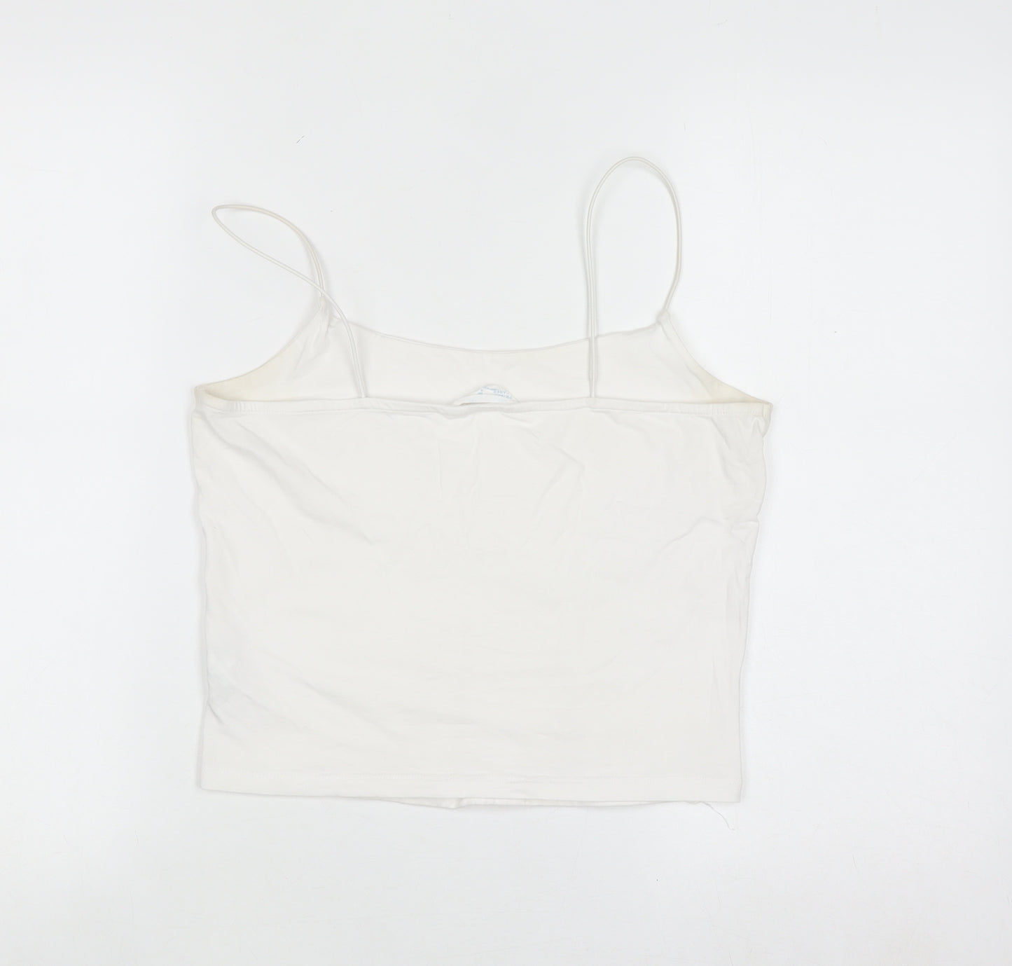 Primark Women White Camisole Tank Top S Slim Fit Cotton Elastane