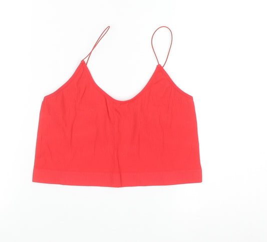 Primark Women's Red Camisole Tank Top L Slim Fit Spaghetti Straps
