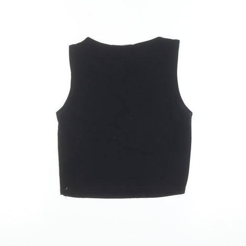 Stradivarius Women’s Black Cropped Tank Top Size 12 Cotton Blend