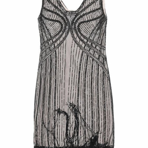 Metme Women’s Black Sequin Fringe 20s Gatsby Bodycon Dress M