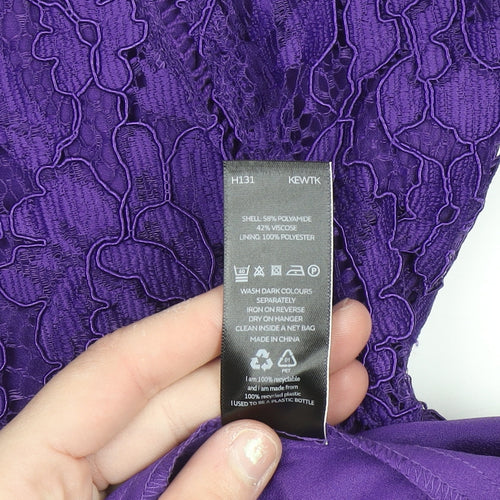 Very Women's Purple Lace Bodycon Knee Length Dress Size 10