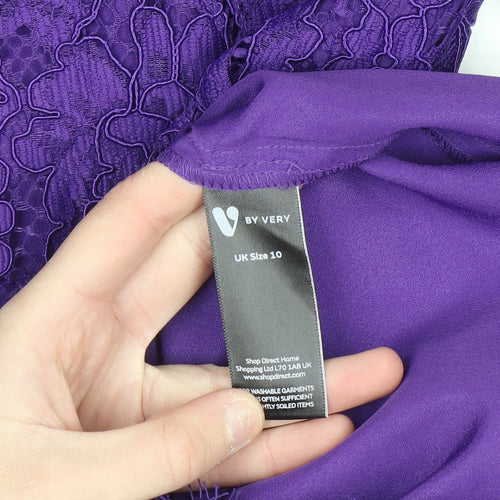 Very Women's Purple Lace Bodycon Knee Length Dress Size 10