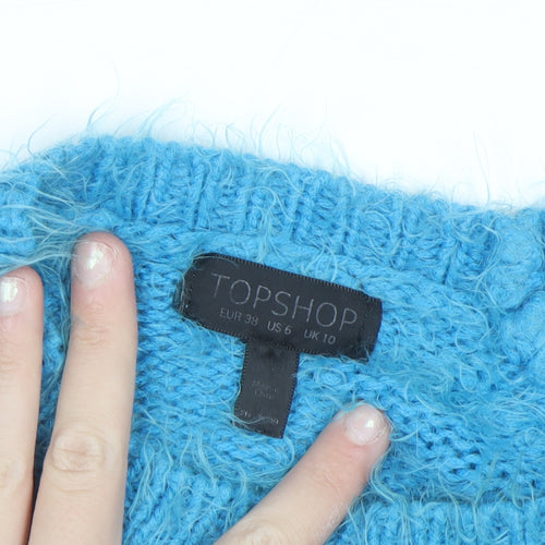 Topshop Women’s Blue Chunky Knit Pullover Jumper Size 10