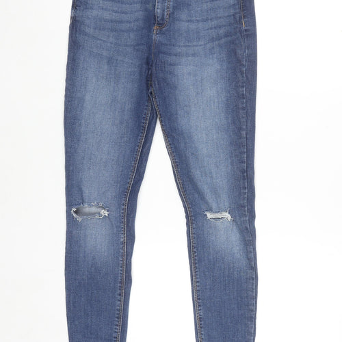 Denim Co. Women's Blue Size 12 Skinny Distressed Jeans