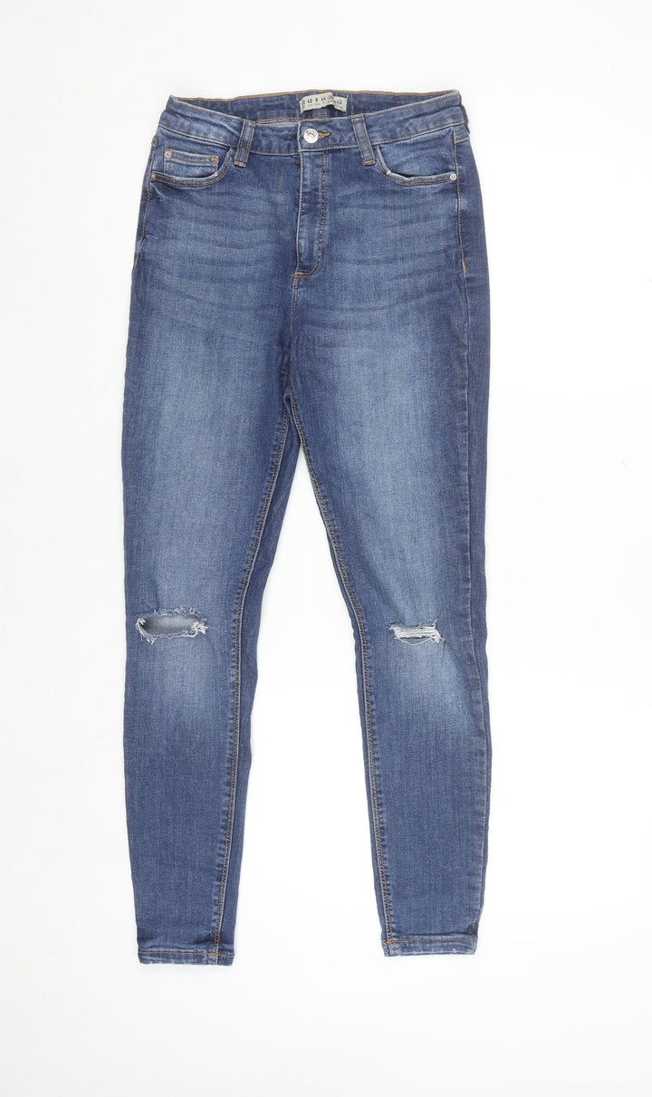 Denim Co. Women's Blue Size 12 Skinny Distressed Jeans