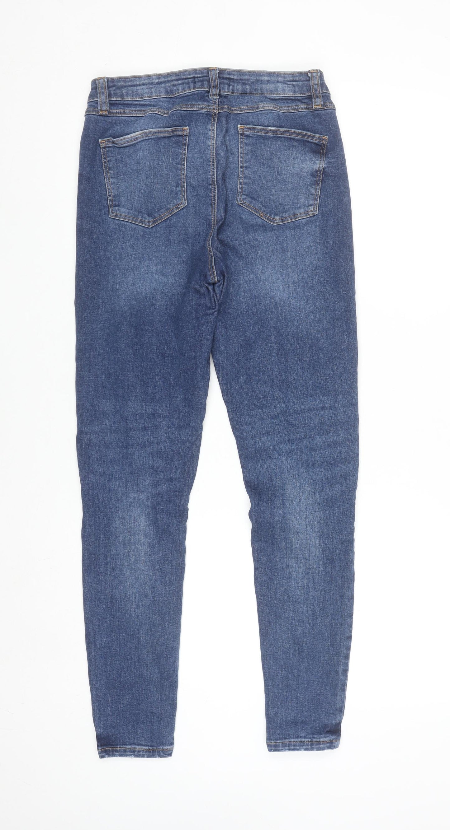 Denim Co. Women's Blue Size 12 Skinny Distressed Jeans