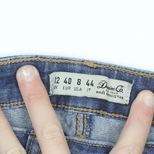 Denim Co. Women's Blue Size 12 Skinny Distressed Jeans