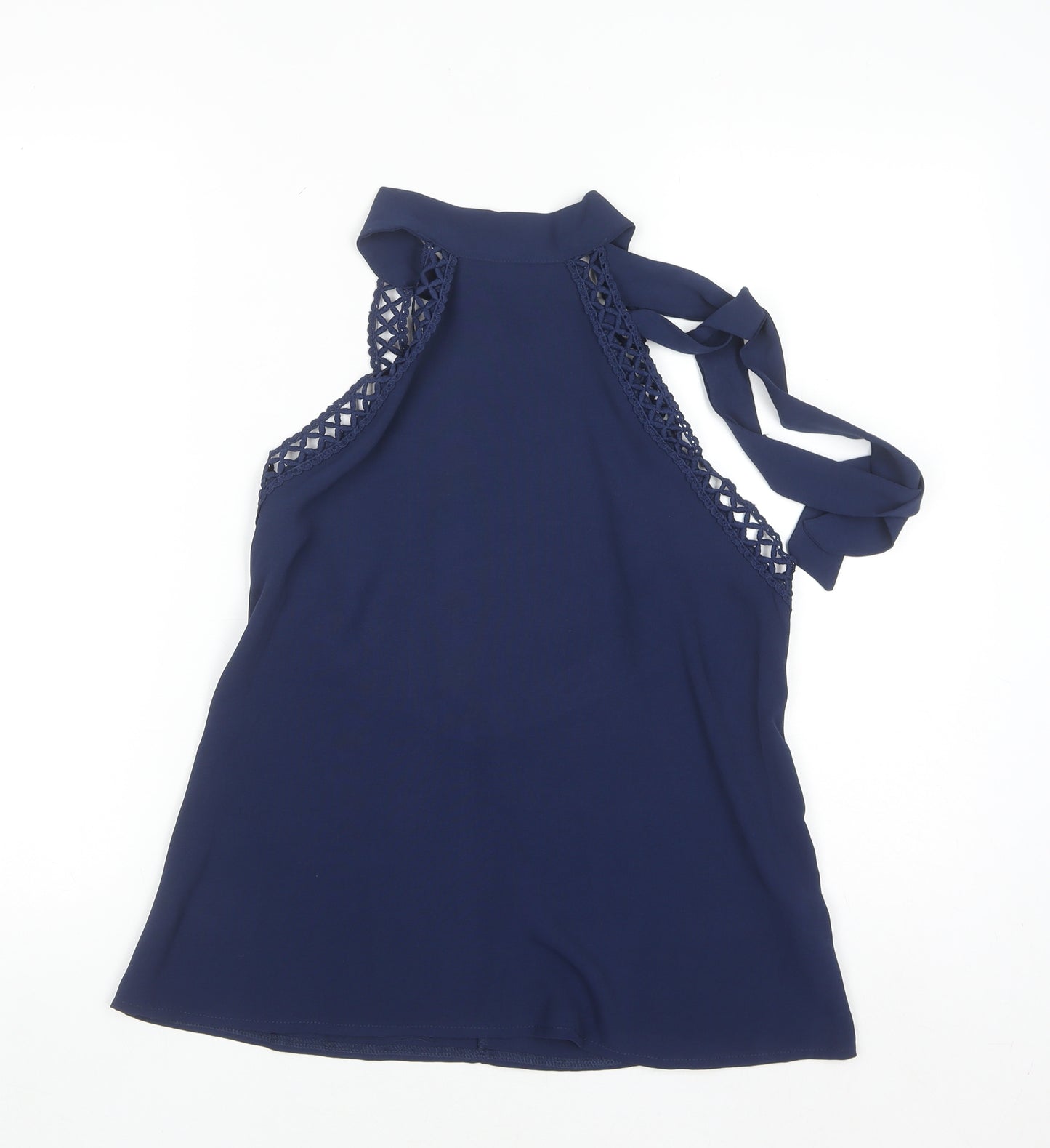 SHEIN Women's Blue Halter Crochet Lace Trim Camisole Tank Top Size S