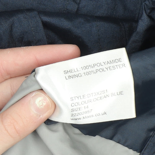 Klass Women’s Blue Hooded Anorak Jacket Size 14 Lightweight