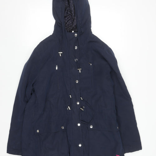 Country Rose Women's Navy Hooded Parka Jacket Size 14 Polyester Blend