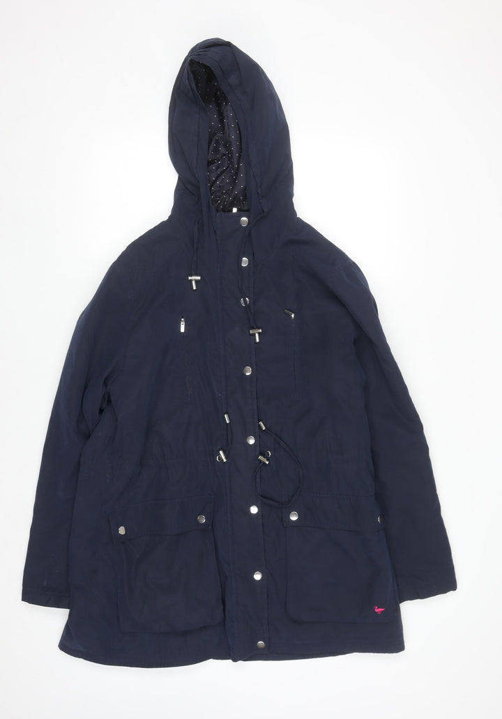 Country Rose Women's Navy Hooded Parka Jacket Size 14 Polyester Blend