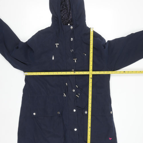 Country Rose Women's Navy Hooded Parka Jacket Size 14 Polyester Blend