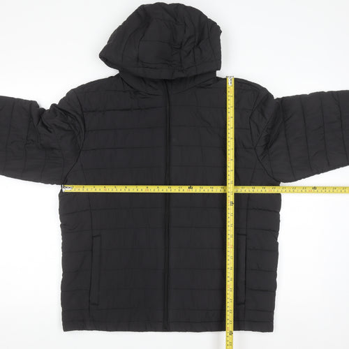 JJ Rebel Men's Black Hooded Puffer Jacket Size L Regular Fit
