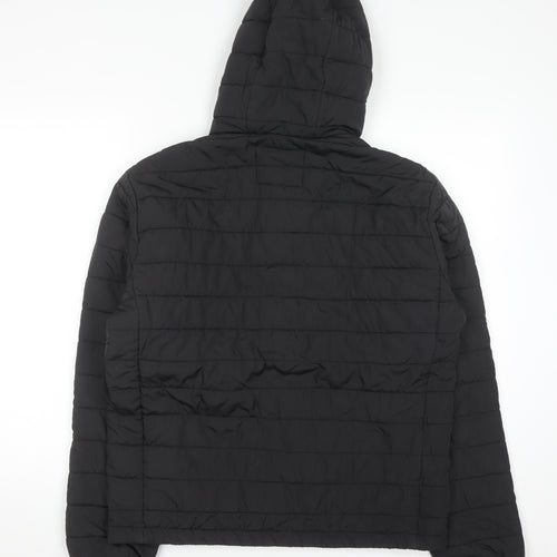 JJ Rebel Men's Black Hooded Puffer Jacket Size L Regular Fit