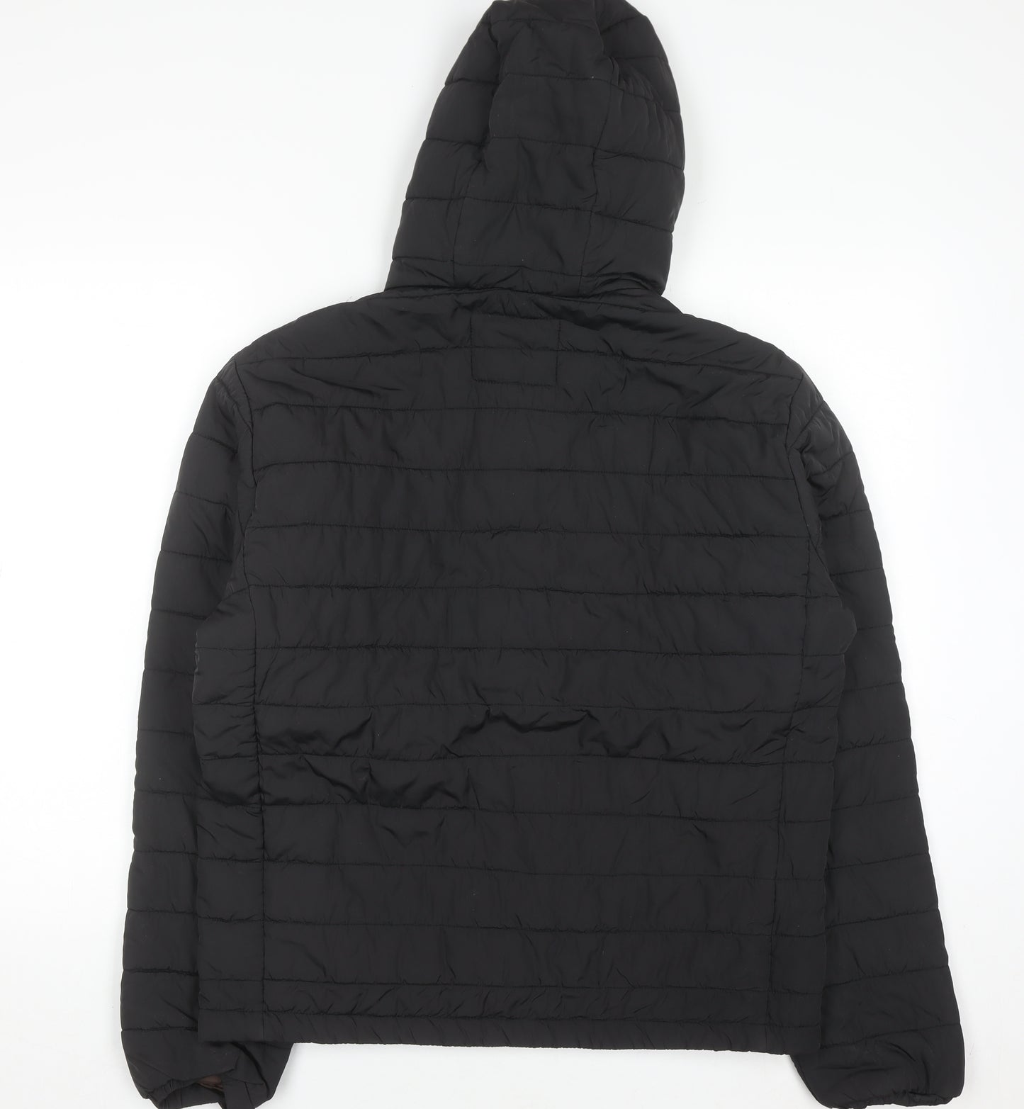 JJ Rebel Men's Black Hooded Puffer Jacket Size L Regular Fit