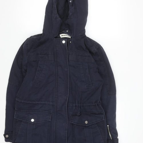 Whistles Women's Blue Hooded Parka Coat Size 6 Cotton Twill