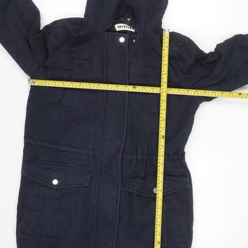Whistles Women's Blue Hooded Parka Coat Size 6 Cotton Twill