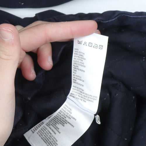 Whistles Women's Blue Hooded Parka Coat Size 6 Cotton Twill