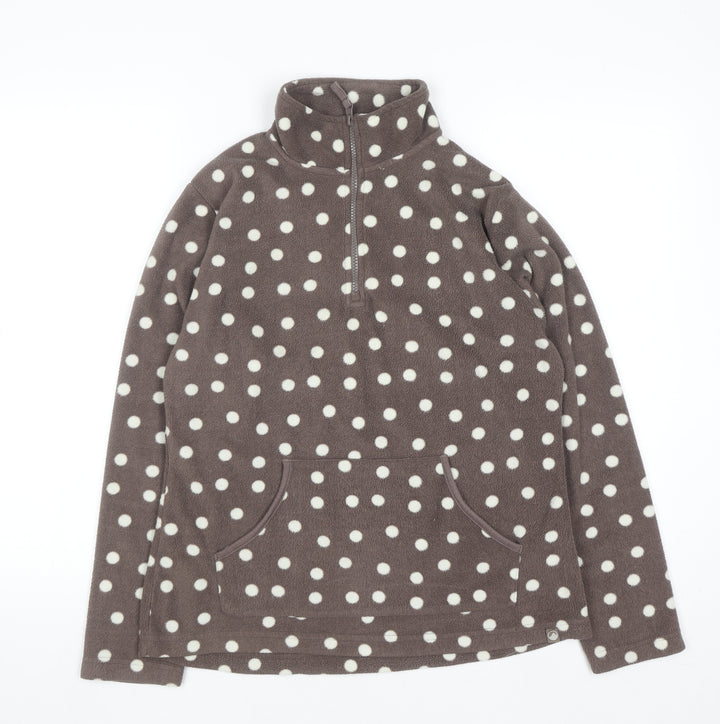 Peter Storm Womens Brown Polka Dot Fleece Pullover Size 12