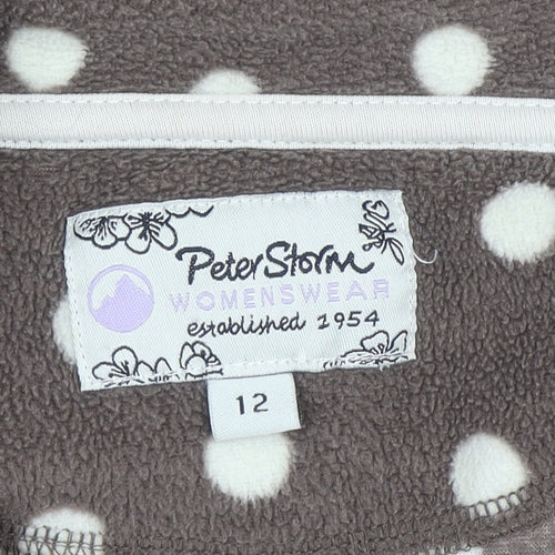 Peter Storm Womens Brown Polka Dot Fleece Pullover Size 12