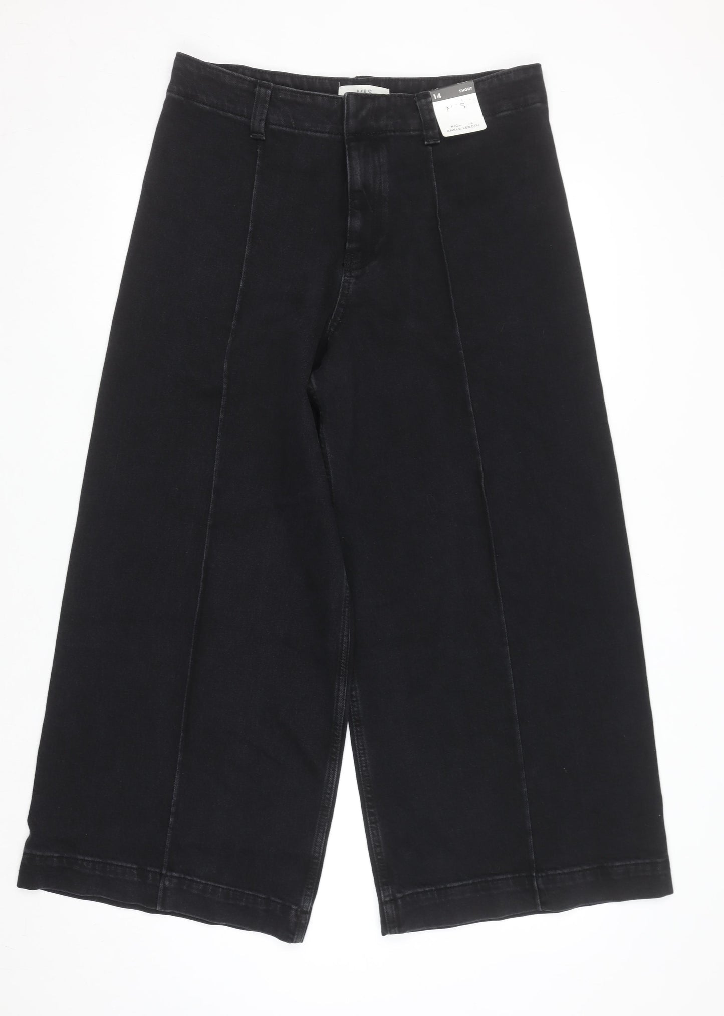 Marks and Spencer Women’s Black Wide-Leg Jeans Size 14 Short