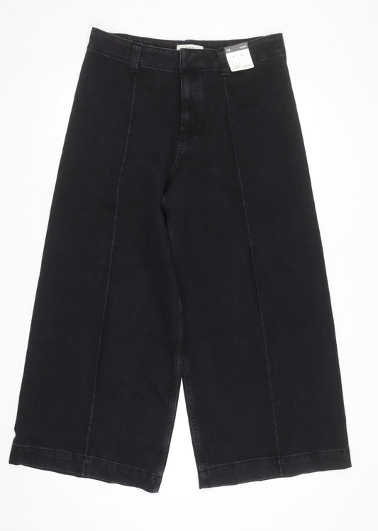Marks and Spencer Women’s Black Wide-Leg Jeans Size 14 Short