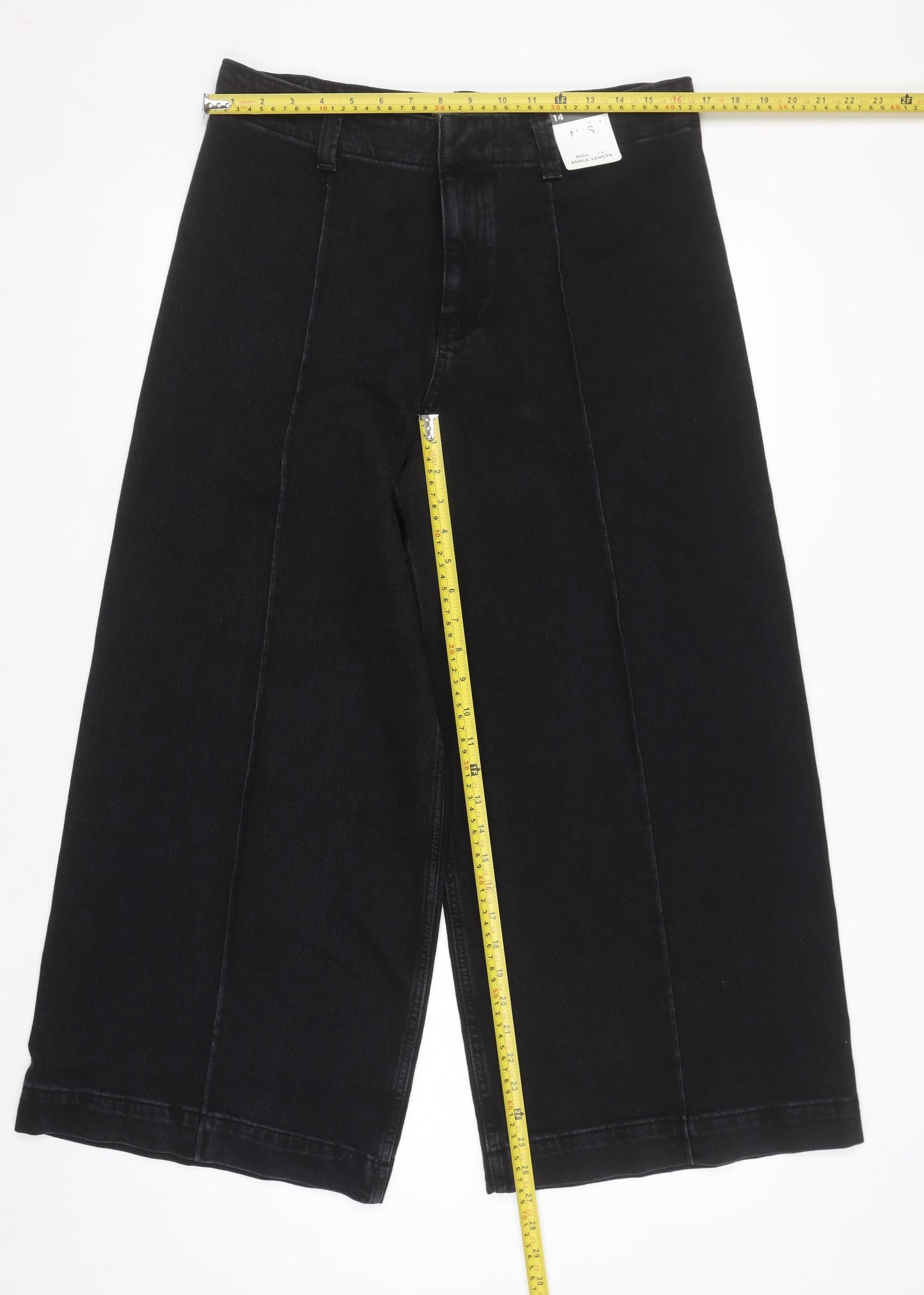Marks and Spencer Women’s Black Wide-Leg Jeans Size 14 Short