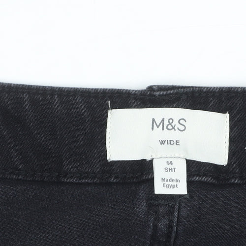 Marks and Spencer Women’s Black Wide-Leg Jeans Size 14 Short